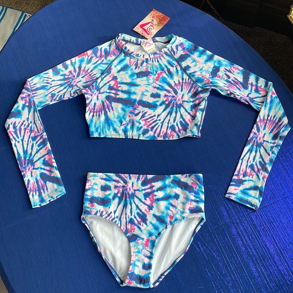 Kanu Surf Other - Girls size 14/16 Kanu Surf swim set long sleeve protection pink/blue Tye dye